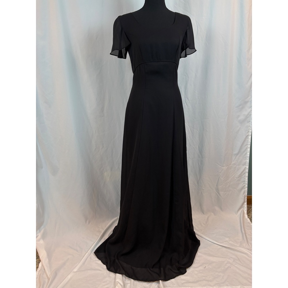 Stage Accents Black Flutter Sleeve Empire Waist Maxi Performance Gown Dress 6